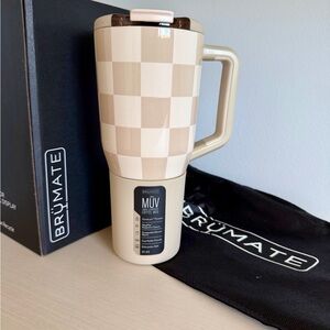 BrüMate Tan Checkered Travel Mug